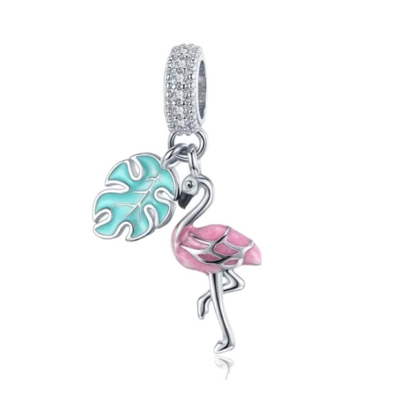 925 Sterling Silver Flamingo Charm - Picture 1 of 8